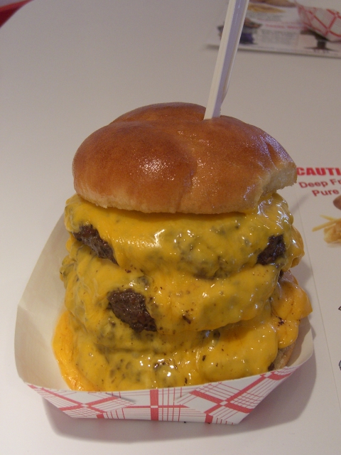 super-stack heart attack burger. super-stack heart attack